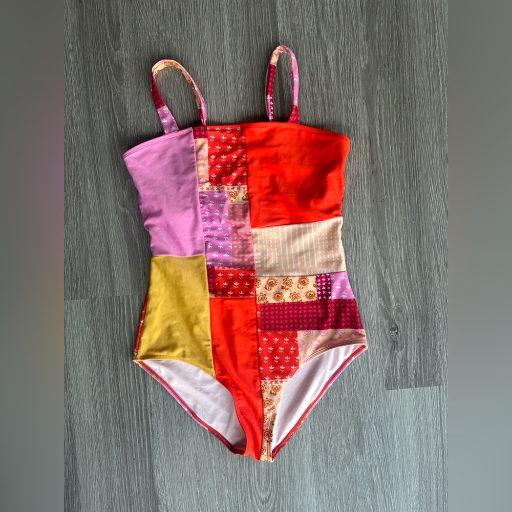 Multicolor Patchwork One-Piece Swimsuit